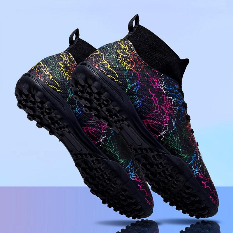 Kids Football Cleats Turf Grass Training Shoes Lightweight Synthetic Upper With Rubber Outsole