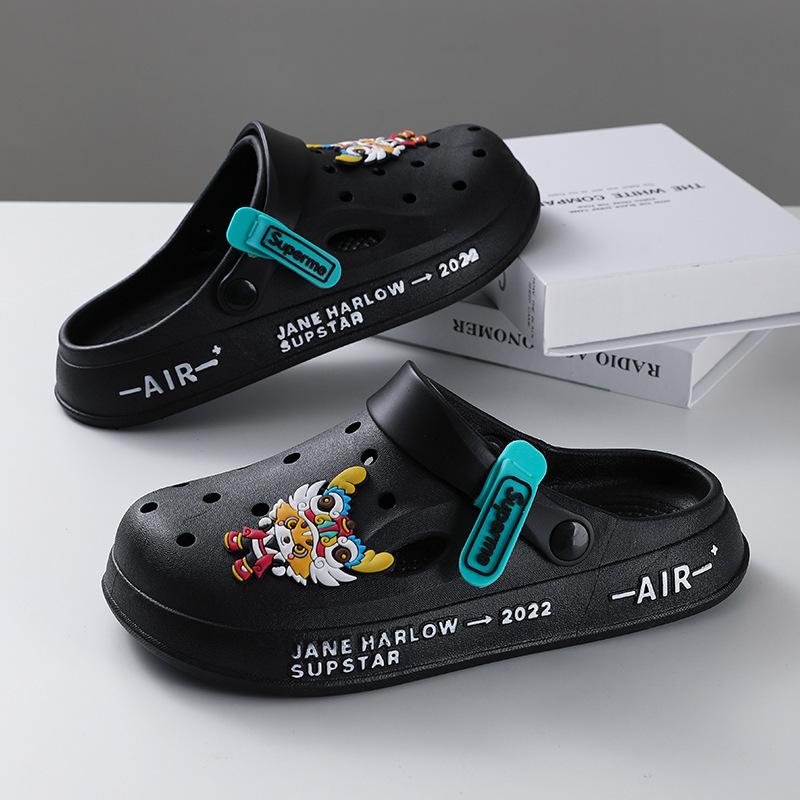 Hole Shoes Men's New Year Couple Platform Slippers Bag Head Sandals Non-slip Casual Soft-soled Beach Shoes Men