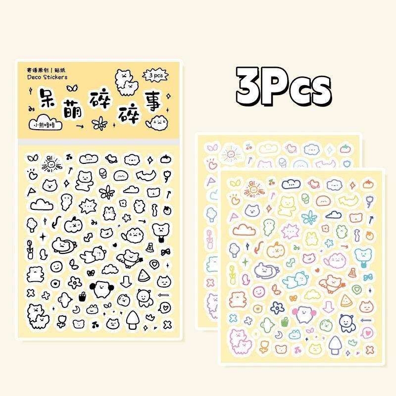 2/3Pcs Cartoon Cute Retro Mini Animal Stickers Handbook Notebook Planner Diary Series Decorative Memo Paper Cutting Film Decals