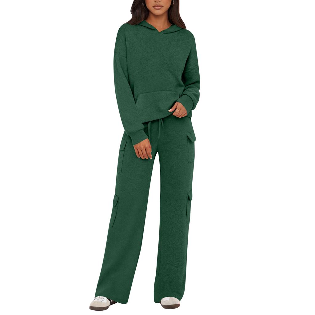 Women's 2 Piece Short Sleeve Sweatshirt Pants Set With Pockets Casual Sportswear