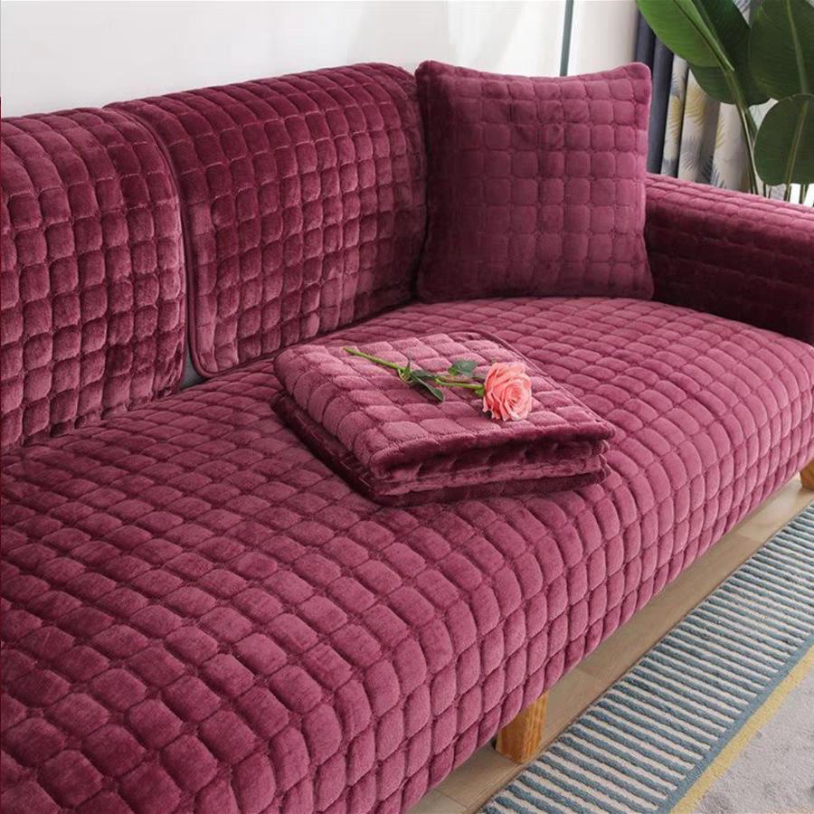 Thickened Plush Sofa Cushion Non-Slip Seat Cushion Autumn And Winter Flannel Warm Sofa Cover Towel  Labeling