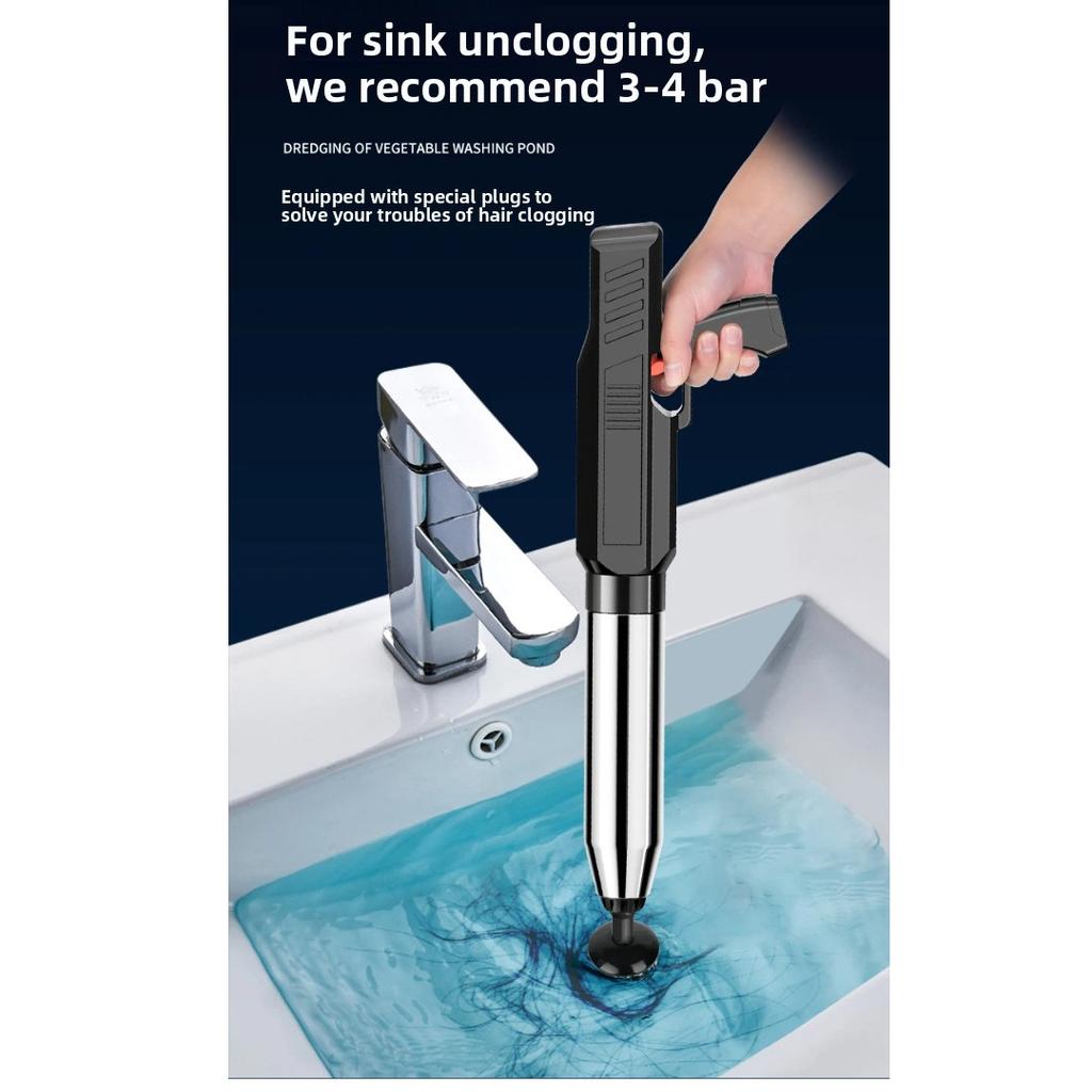 Electric High Pressure Air Toilet Plunger, Drain Blaster Clog Remover Tool for Kitchen Sink Floor Drain and Bathroom Toilet