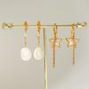 50/2000 French Vintage Star Earrings, Fashionable Versatile Pearl Tassel Studs, Titanium Steel Drop Earrings