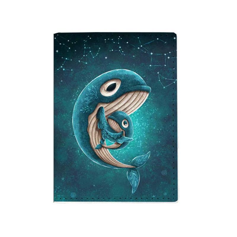 

Creative Cartoon Blue Whale Pattern Passport Cover Men Women Travel Leather Passport Holder Ultra-thin Wallet Credit Card Holder