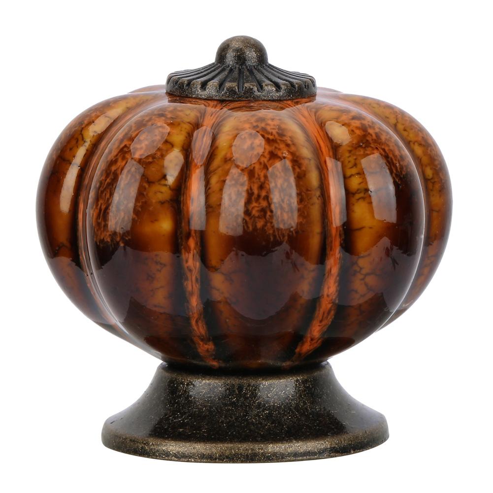European Ceramic Pumpkin Door Knobs Cabinet Handles Single Hole Cupboard Drawer Pulls (White)