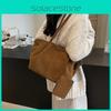 Minimalist Urban Style Pu Tote Bag Withsolid Color Suede Design For Work And Leisure