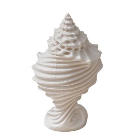 White Conch Shell Figurine, 3D Printed Nautical Coastal Tabletop Ornament for Living Room, TV Stand, Bookcase Shelf, Cabinet Decor
