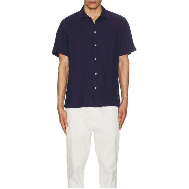 Polo Ralph Lauren Solid Color Single-Breasted Short Sleeve Shirt Men Shirts Navy-Blue 710962261-003