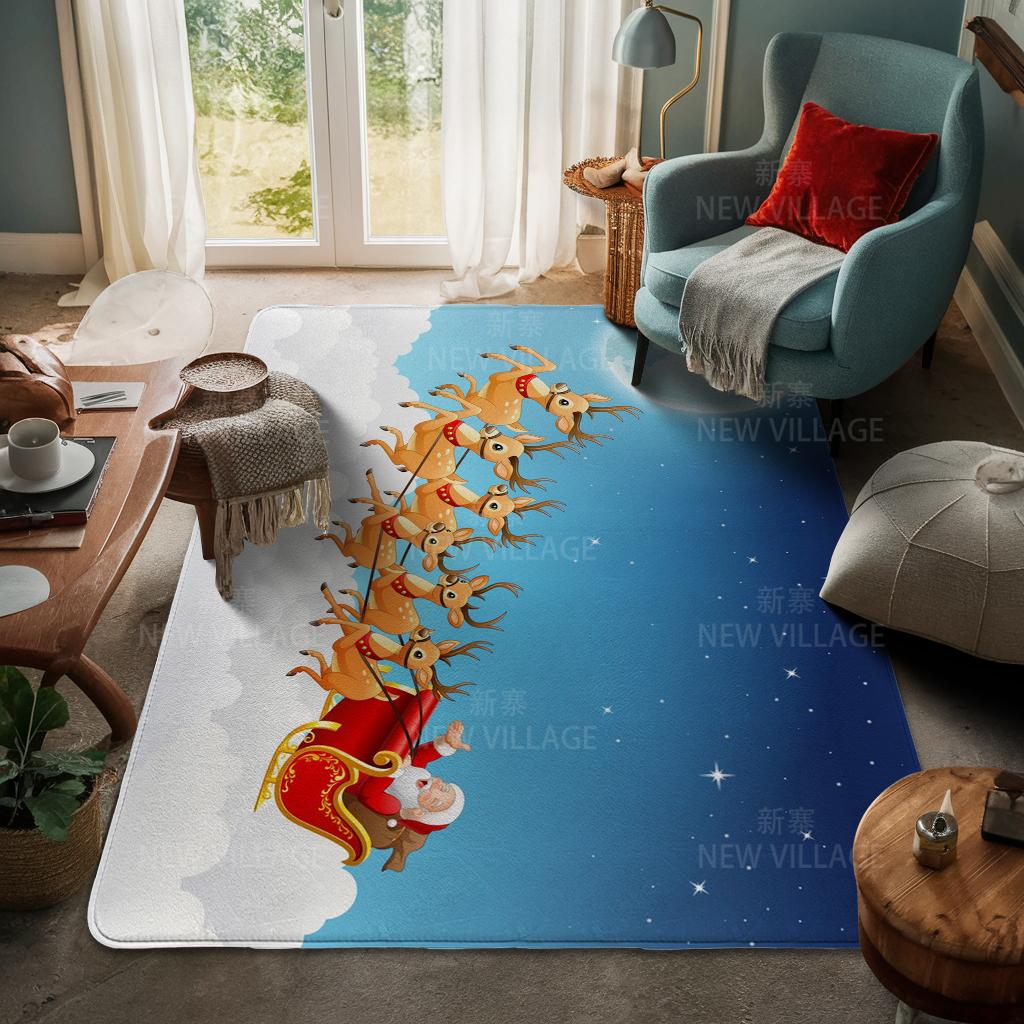 House Entrance Carpet Home Door Mat Living Room Bath Foot Bathroom Non-slip Water Absorption Rugs Bath Merry Christmas Winter