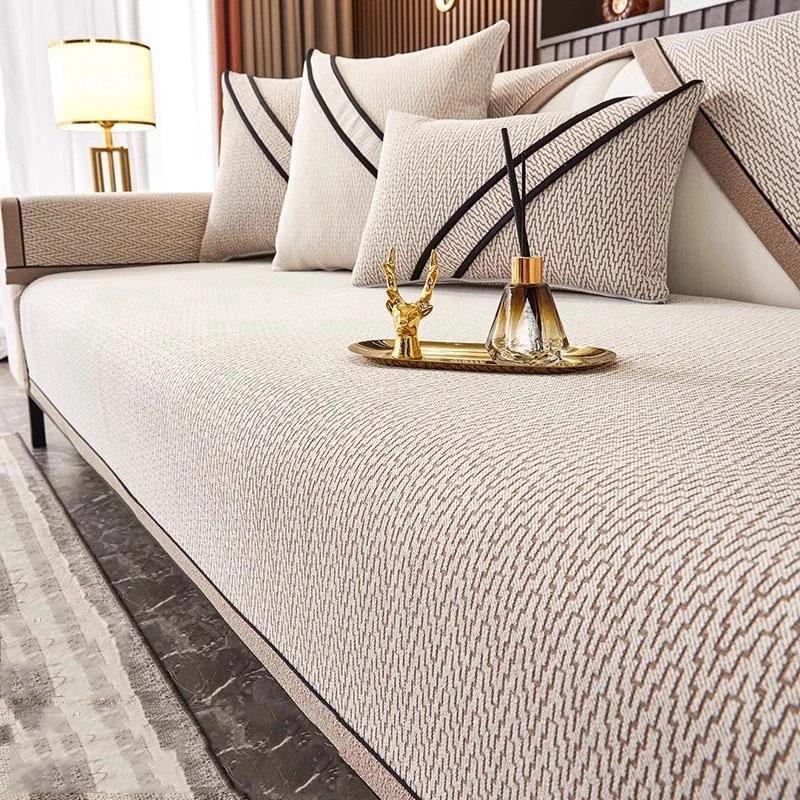 

Senior striped living room sofa cushion four seasons general thickening non-slip seat cushion leather sofa armrest cloth 70x70cm