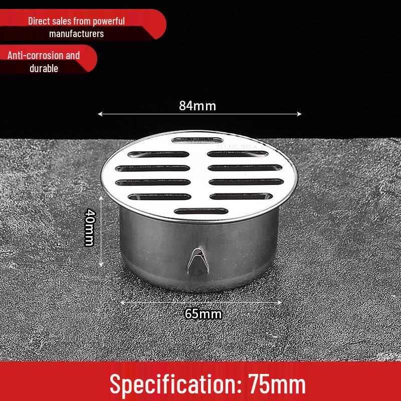 Non-Clogging Stainless Steel Floor Drain with Large Capacity & Direct PVC Insertion for Outdoor Use