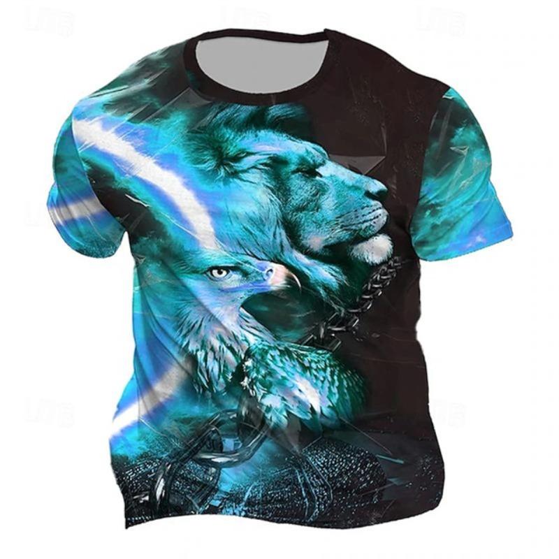 2024 Boutique T-shirt vintage da uomo con stampa 3D di tigre, oversize, a maniche corte, da uomo, alla moda, girocollo, sportiva, manica corta, taglia 6XL