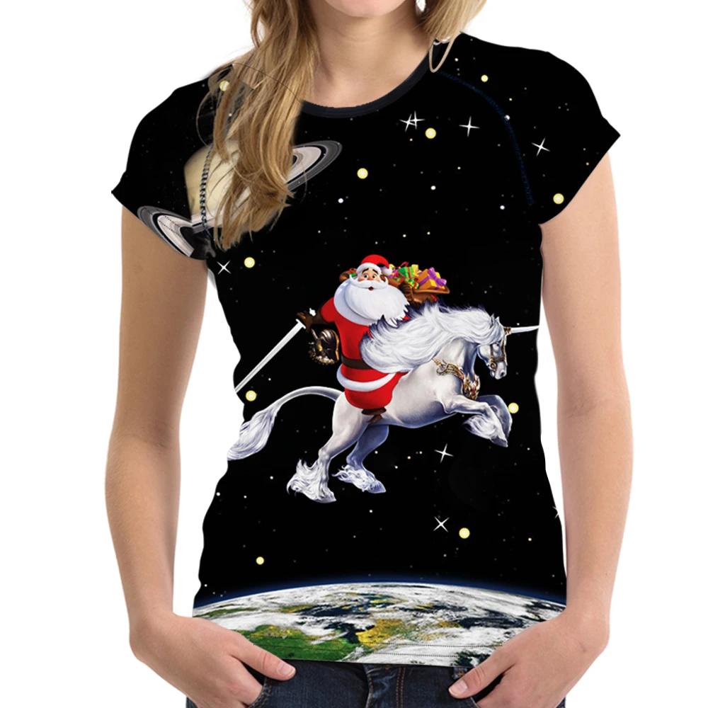 2025 Christmas T-shirt 3D New Year Crew Neck Women's Short Sleeve Top Cute Christmas T-shirt Loose Women's Clothing Y2K Style