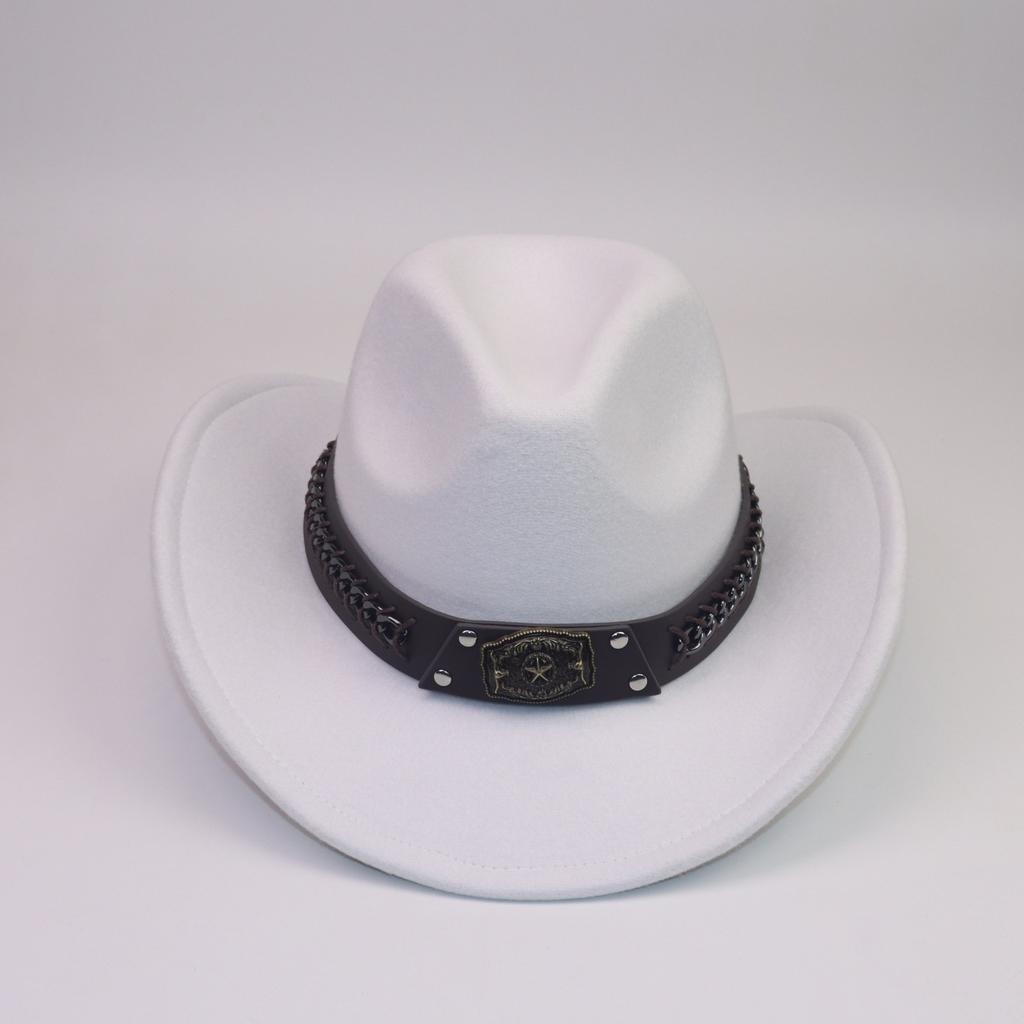 Male and Female Couples Jazz Hat Bucket Hat European and American Style Big Edge Top Hat Sunscreen Hat Woolen Cowboy Hat