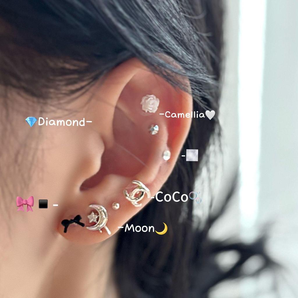 Sie Yuwu Stern Mond Ohrring Set: Damen Luxus Nischenmode Ohrklemmen (10 Stück)