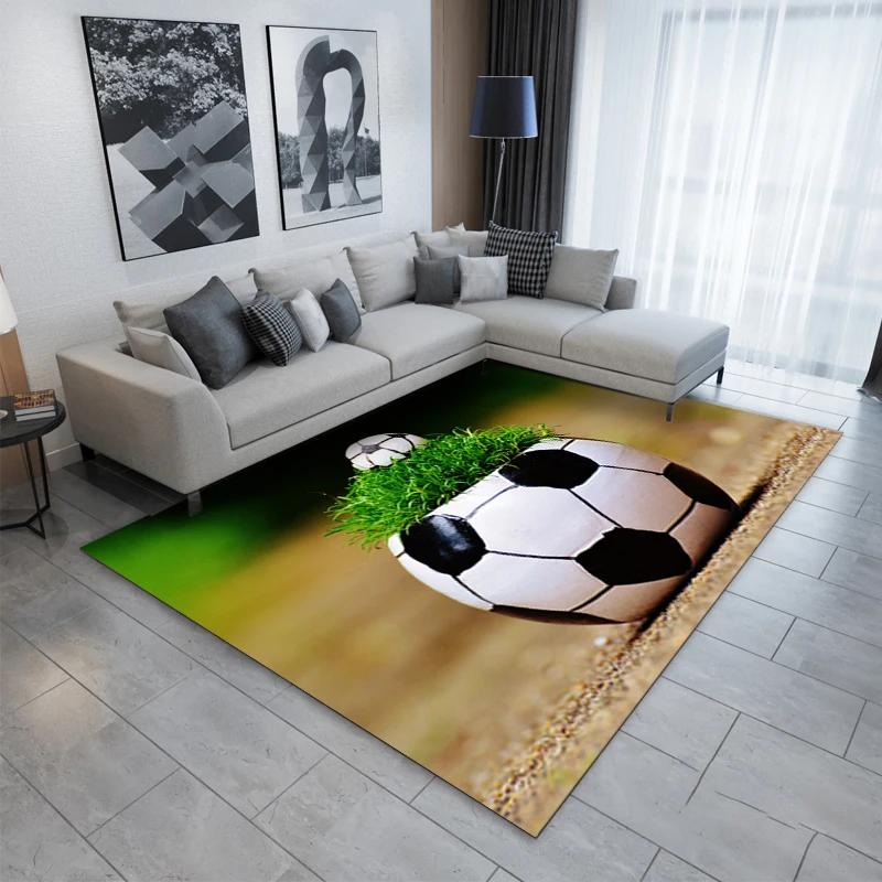 Football Carpet and Rugs Bedroom Living Room Kids 3D Soccer Field Printed Pattern Rug for Children's Play Floor Mat Decoration
