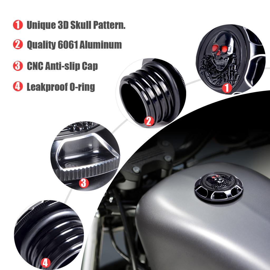 3D Motorcycle Tank Cover CNC Aluminum Fuel Gas Decorative Oil Cap for Harley Sportster XL 1200 883 X48 Dyna Touring Road King