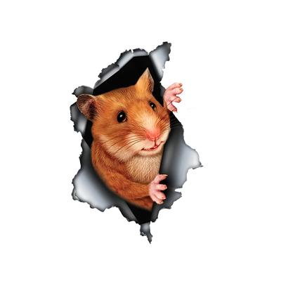 Cute Hamster In the Hole Creative Design Sticker, 1pc Funny Car Decal, Suitable for Cars, Trucks, Motorcycles, Walls