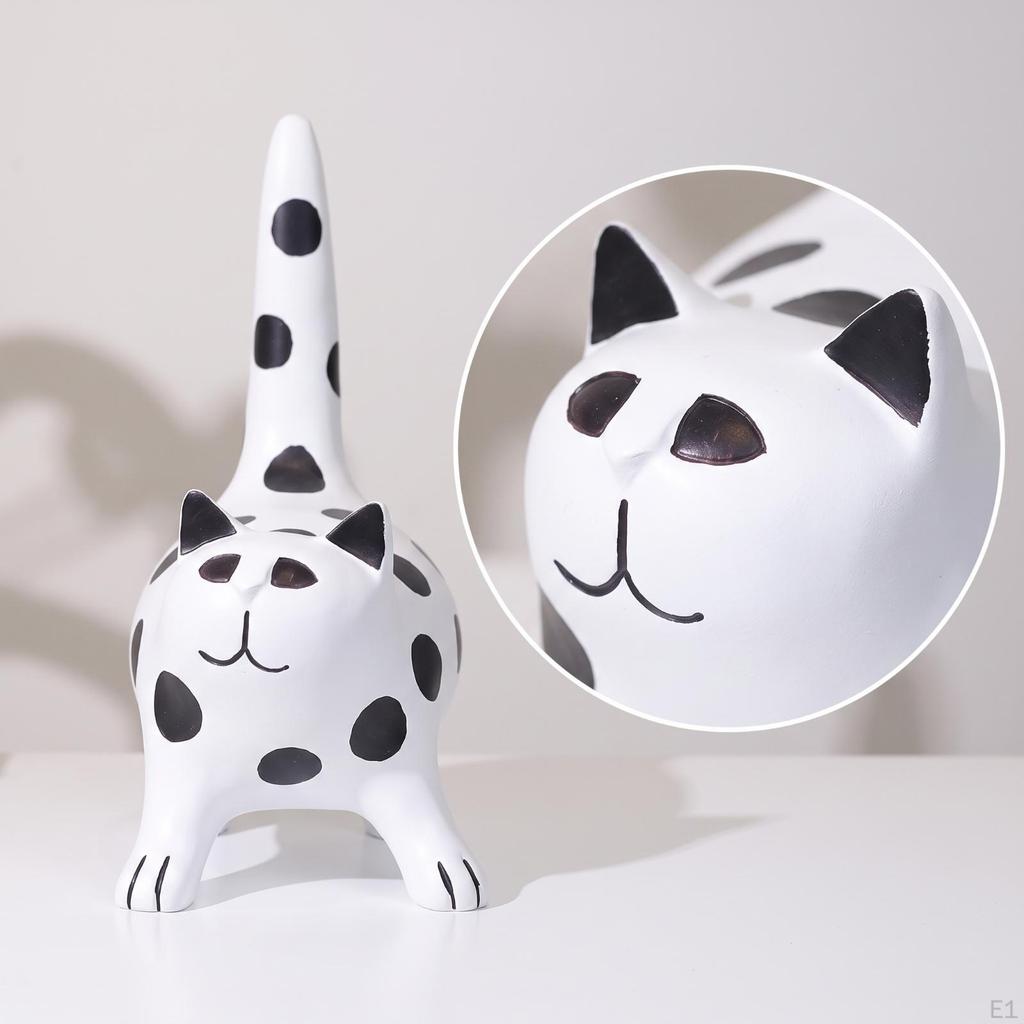 Resin Cat Figurine Cute Cartoon Ornament Minimalist for Desk, Bookshelf