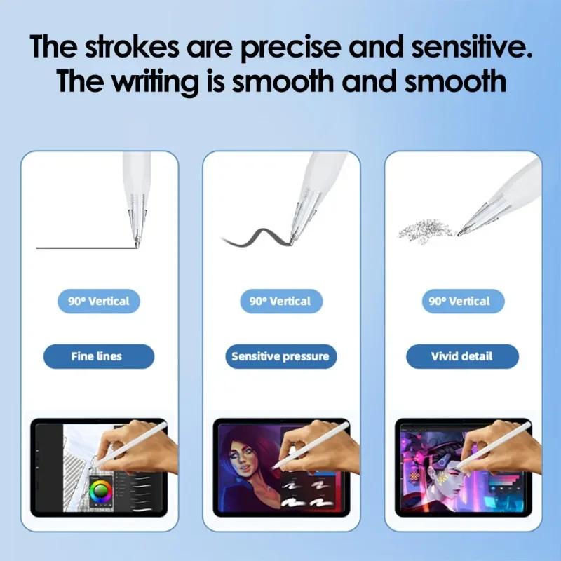 Replacement Pencil Tips For Apple Pencil 1 2 Generation 0.6mm Slim Nib Upgraded Mute Replace Anti-wear Transparent Pencil Tip