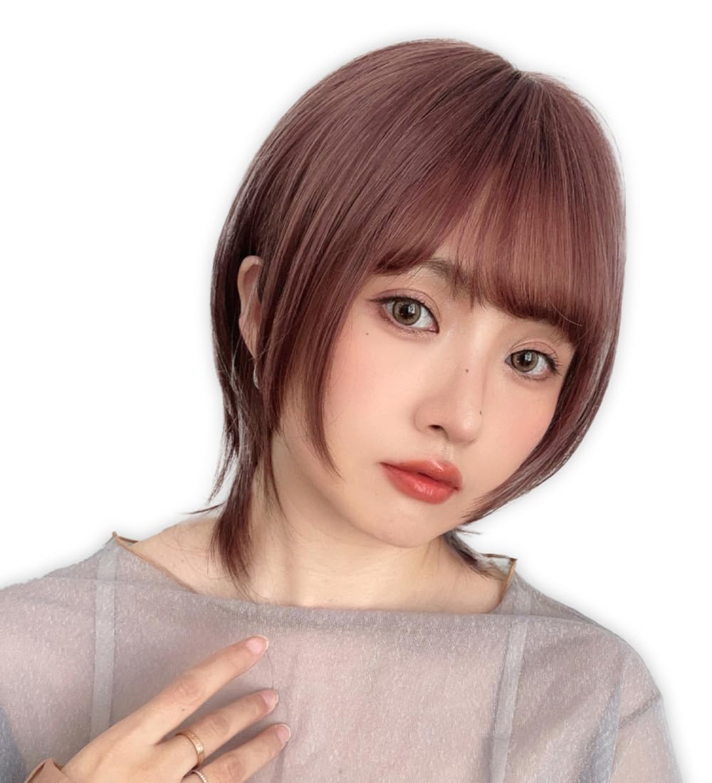 Brightlara Short Wolf Bob Wig, Natural Wolf Cut, Medium Length, Women s Full Wig, hf1988-XAB