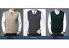 Autumn 2024 Men's V-Neck Loose Knit Wool Vest – Solid Sleeveless Style