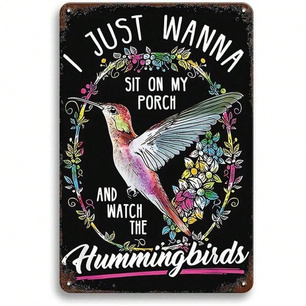 Vintage Metal Hummingbird Wall Art, Garden Patio Fence Decor, Outdoor Iron Sign