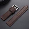 18mm 20mm 22mm 24mm Stitching Sports Watch Band Brown Genuine Leather Watch Strap Men's Steel Clasp Bracelet Universal Wristband