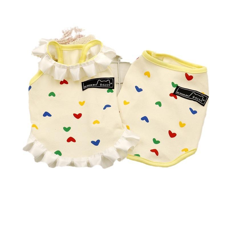 Pet Colored Love Polka Dot Vest Clothes Spring Summer Cat Clothing Small Dog Clothes Home Pajamas Designer Dog Clothes