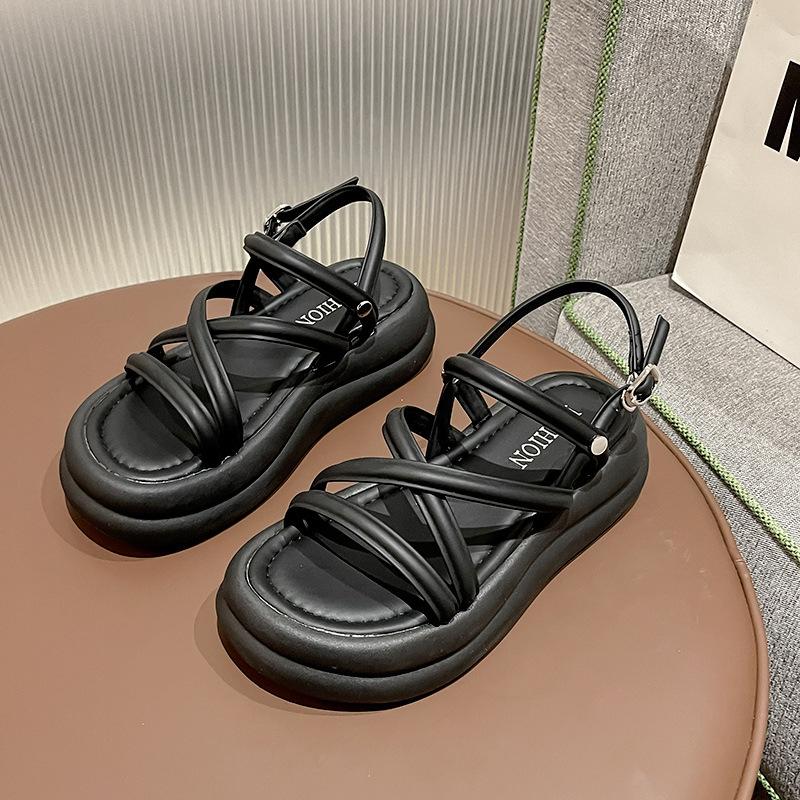Roman Sandals Women's Summer 2025 This Summer's New Fashion Retro Explosion Super Fire Thick Bottom with Fairy Skirt