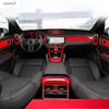 Tête de Levier de Vitesse Rouge / Leve-vitre / Porte-gobelet / Bande de Couverture d'Écran de Tableau de Bord Accessoires de Garniture Pour Porsche Cayenne 2018 -
