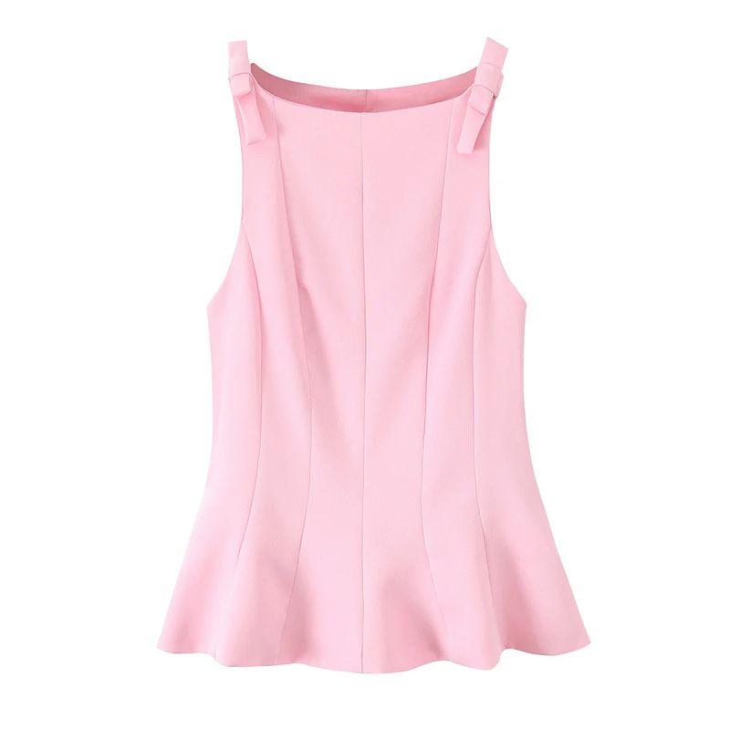

Spring and Summer New Women s Boat Neck Cropped Short Skirt Hem Bowknot Decoration Tops 2606777 2179777 Pink M