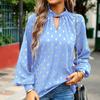 Women's Loose Hollow Out Blouse Long Sleeve O Neck Top Autumn Winter Printed Commuter Casual Tops