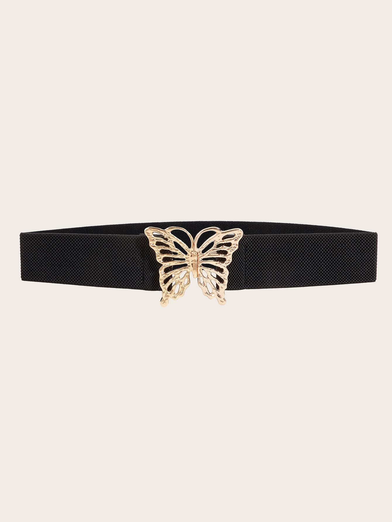 

Butterfly Alloy Belt Buckle Waist Belt Dress Decor Elastic Wide Waistband золотий
