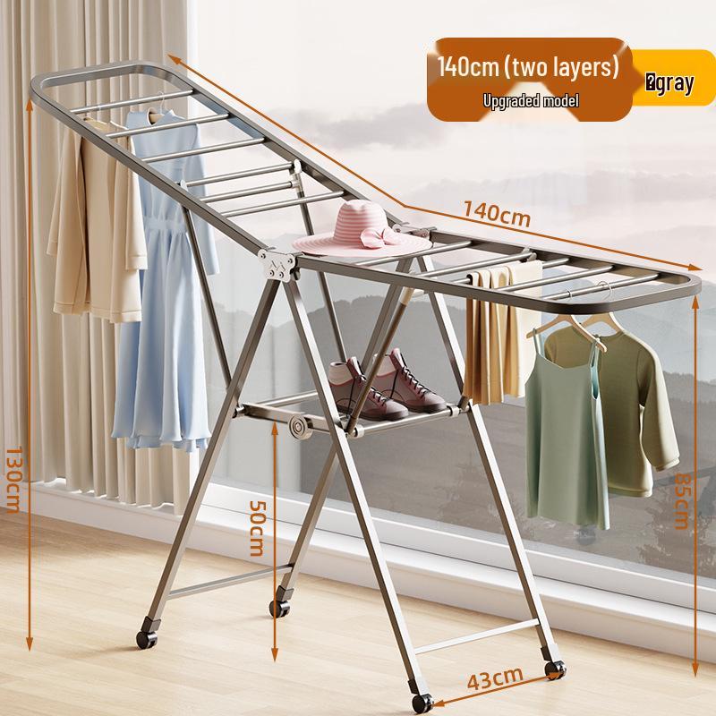 Foldable Wing-Shaped Clothes Drying Rack for Indoor/Outdoor Use