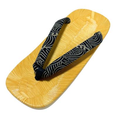 Edoten Geta Made In Yellow Tatami Ame Dyed Rough Size LL Sandals, Japan, Fabric, Non-Slip Sole, Waves,