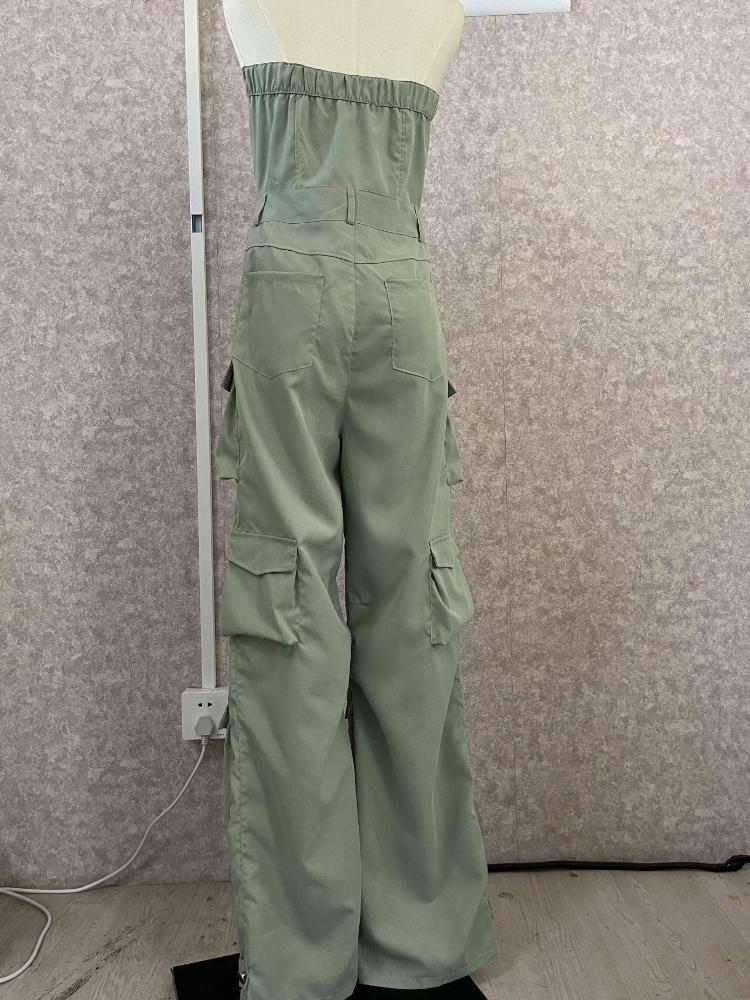 Damen Sexy Trägertop Einreiher Mehrere Taschen Arbeits-Overall