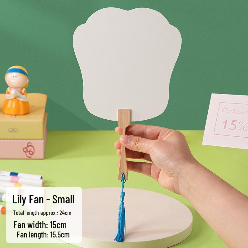 Children's DIY Ancient Style Hand-Painted Round Fan Kit with Thickened Xuan Paper for Crafts & Coloring