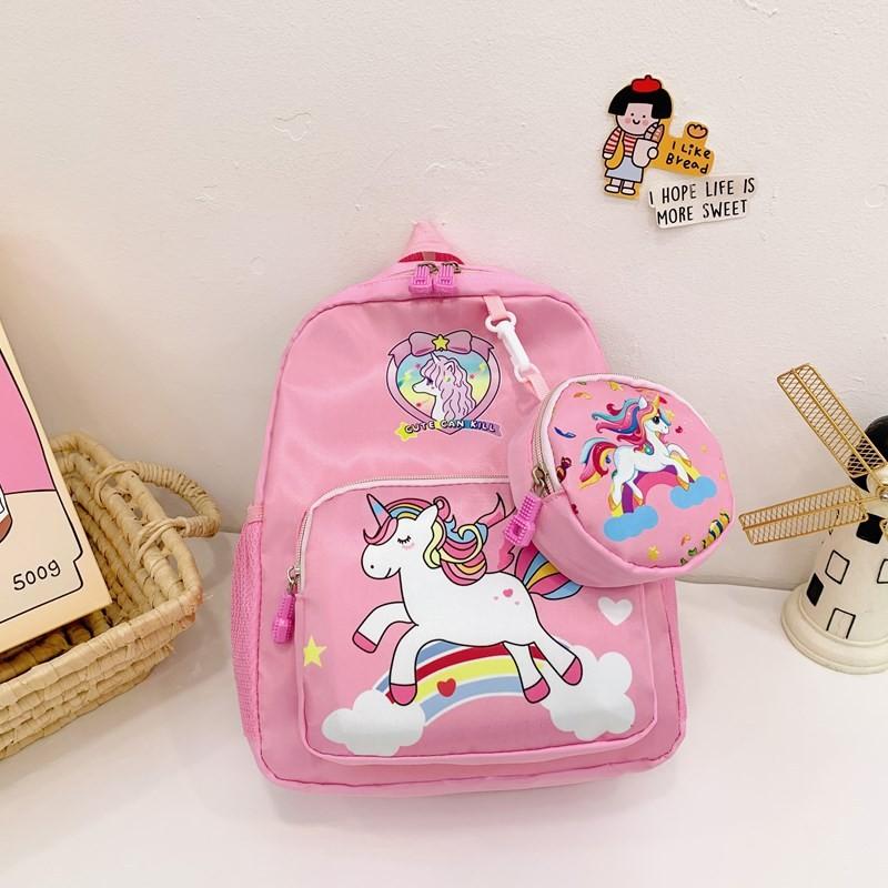 

Unicorn Cartoon Animal Backpack Printed Nylon Versatile And Cute Children For Pink Rainbow Unicorn