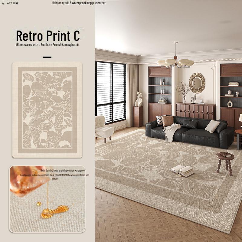 2025 Vintage French Living Room Carpet - Dirt-Resistant, Easy Care, Wash-Free, Light Luxury, High-End Floor Mat.