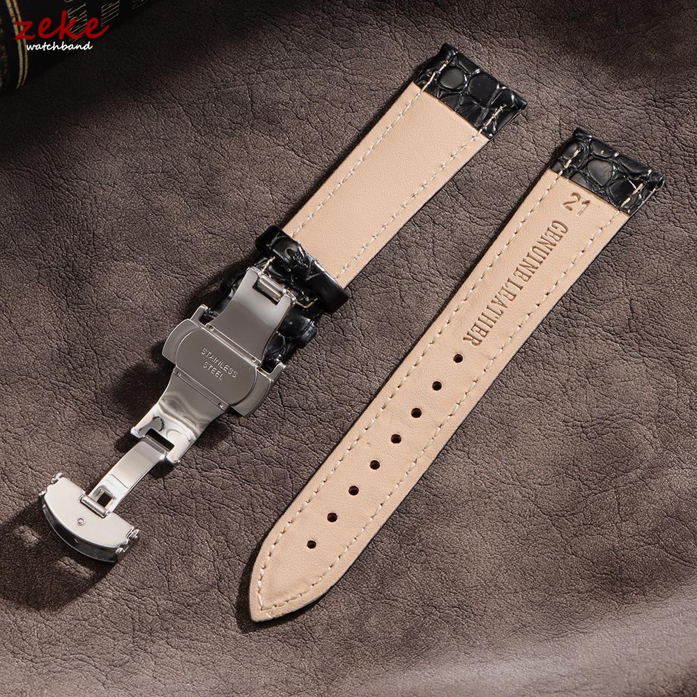 Geprägtes Lederarmband mit Schmetterlingsverschluss Krokodilmuster Design Armband 14/16/18/19/20/21/22/24mm Ersatz-Armbanduhrenarmbänder
