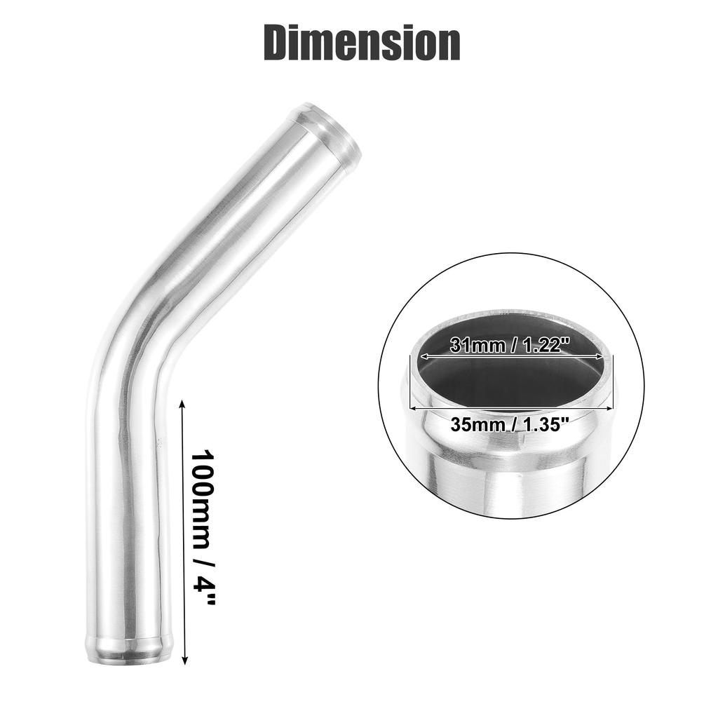 ACROPIX 35mm OD 100mm Leg Length Universal Car Aluminum Alloy Tube Intercooler Pipe 45 Degree Bend Elbow Air Intake Joiner Tubing Set of 2 1.35" 4" -