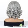 Elegant Silver-White Short Curly Wig for Women - Realistic Bobo Style for Middle-Aged and Elderly Ladies