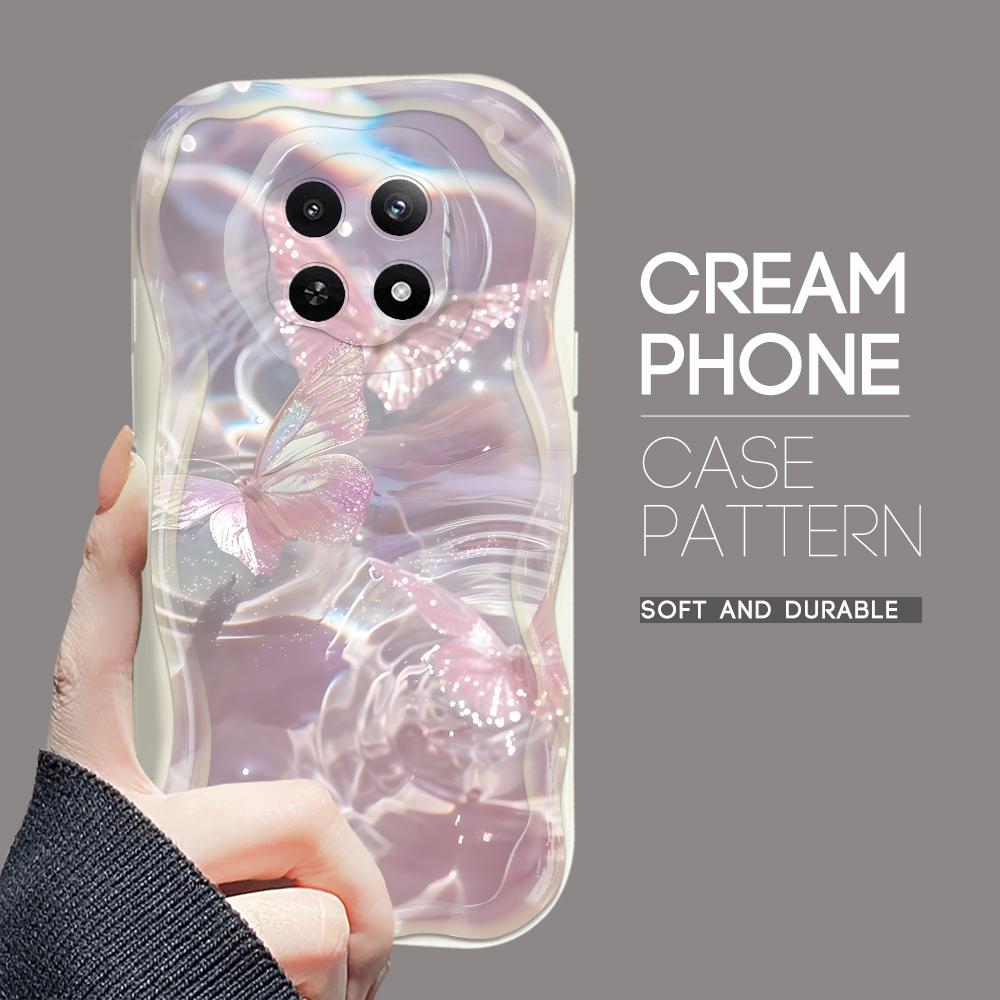 Cartoon Pattern Cream Texture Casing Wavy Edge Soft Silicone Cover Phone Case for OPPO Reno Realme OnePlus Vivo