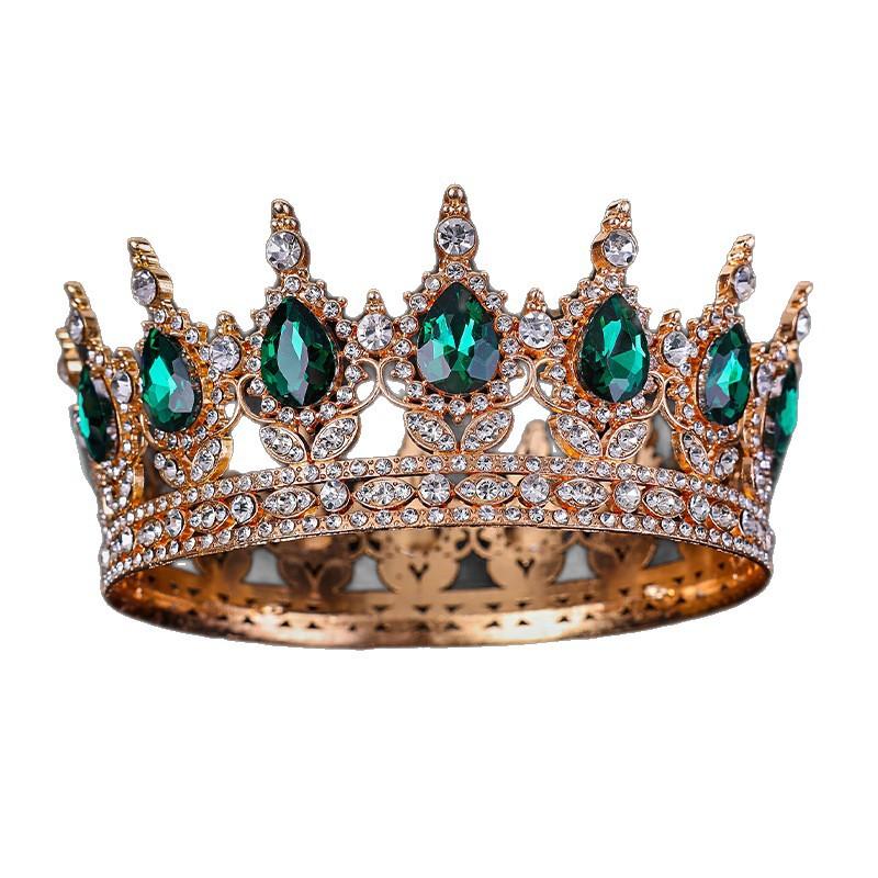 The Bride's Luxurious and Dazzling Tiara A Full Round Design  Princess Style Wedding Dress  Headwear  Flower Cake Decoration and Ornaments