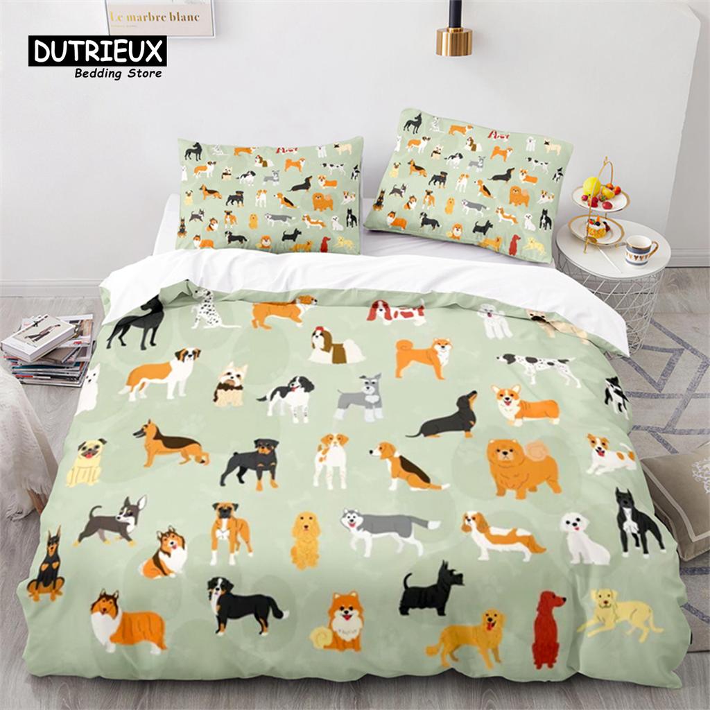 Cartoon Animal Duvet Cover King Twin For Kids Girls Boy Teen Kawaii Dinosaur Dog Comforter Cover Microfiber 3D Print Bedding Set