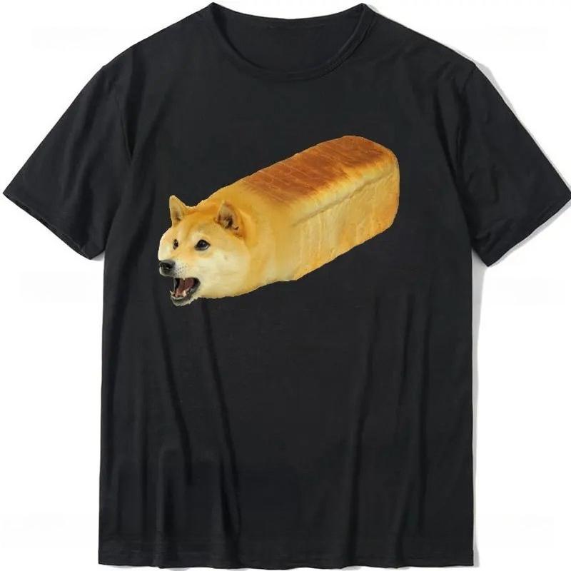 Funny Doge Bread Meme Graphic T-Shirt Normal Tops T Shirt for Woman Summer Cartoon T Shirts