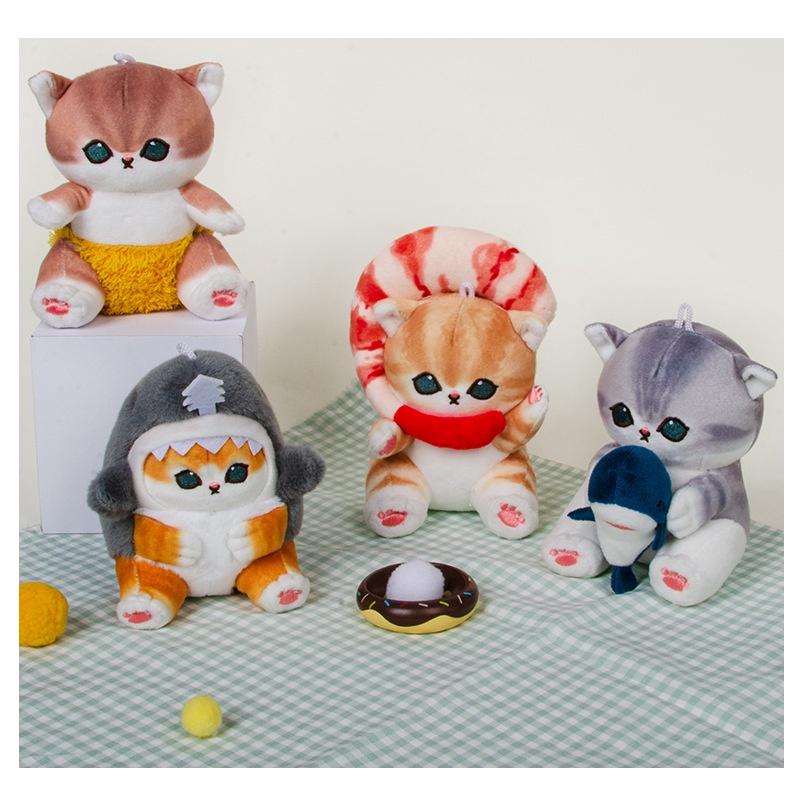 Mofusand Shark Cat Shrimp Plush Toy Pendant Japanese Cartoon Doll Bag Decoration Gift