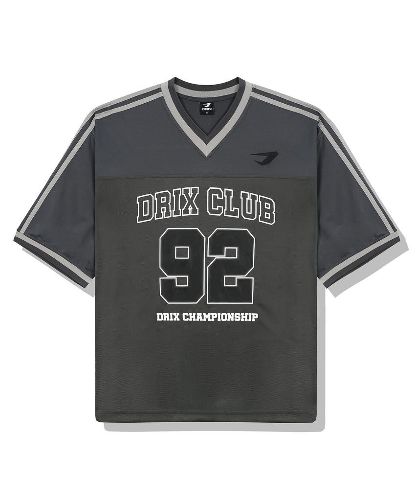 DRIX Rugby Track Oversized Mesh Jersey Half Sleeve_Charcoal