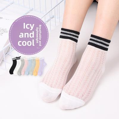 5 Pairs Spring and Summer New Glass Stockings for Women Plaid Crystal Socks for Women's Stockings